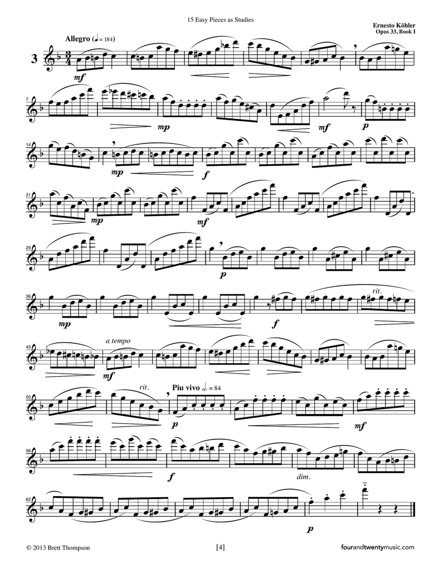 Progress in Flute Playing, 15 Easy Pieces as Studies, opus 33, Book 1