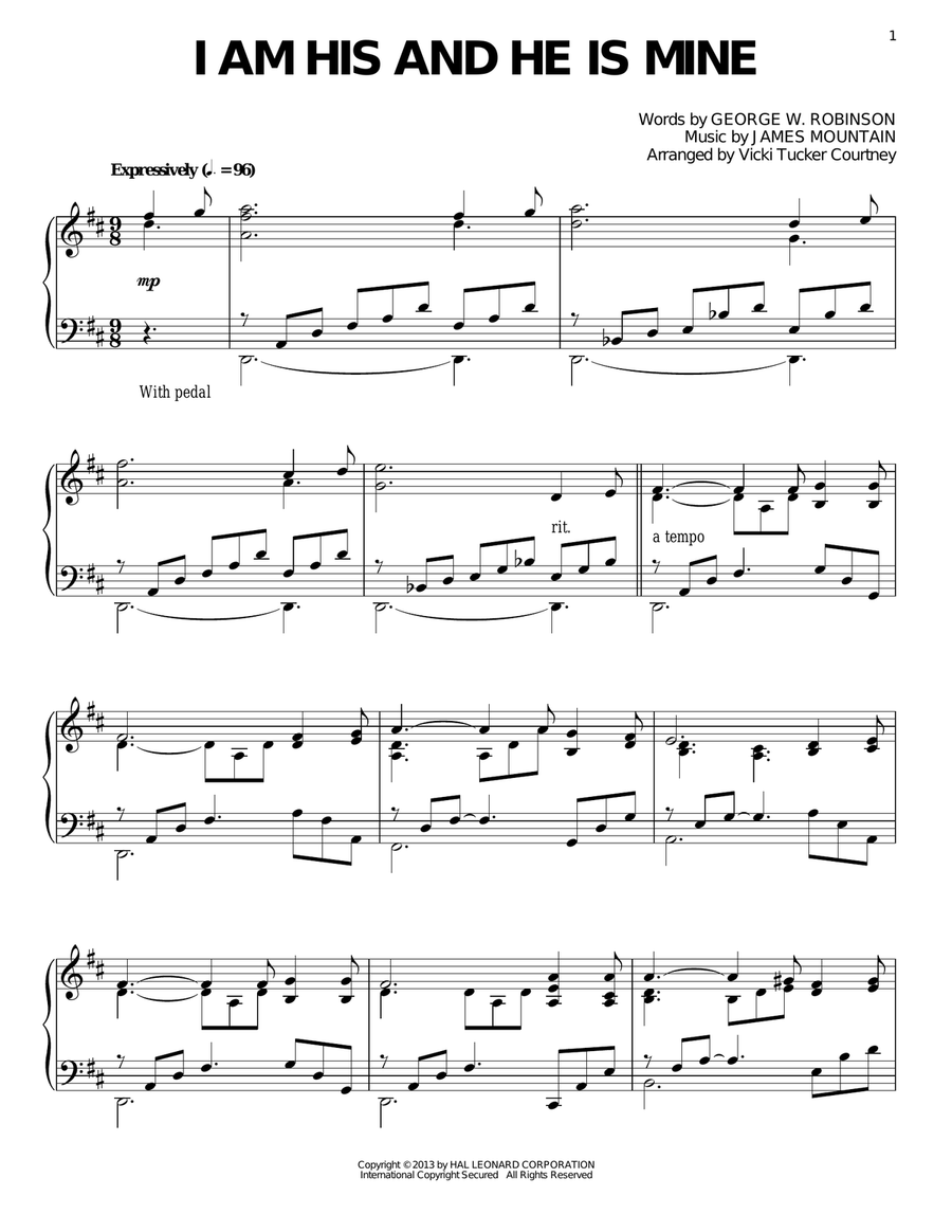 I Am His And He Is Mine Piano Solo scores gallery preview page 1