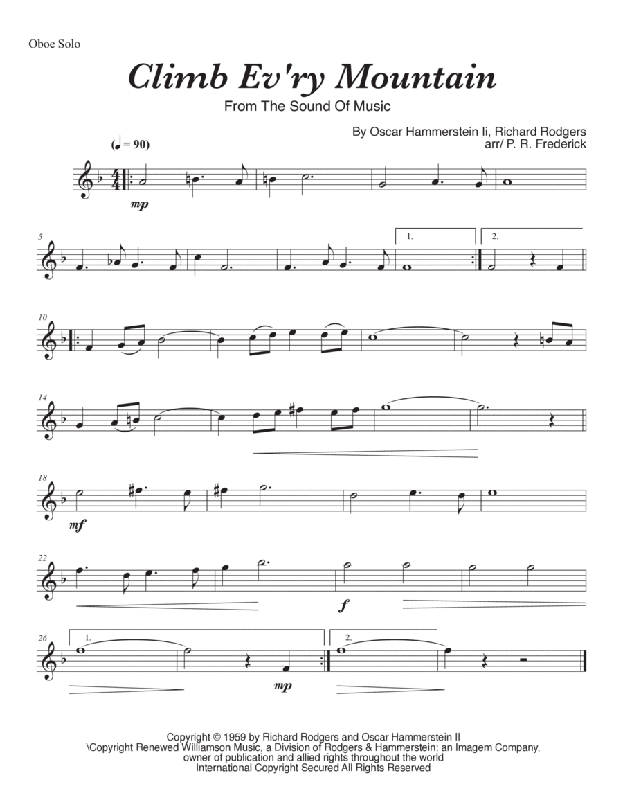 Climb Ev'ry Mountain Oboe Solo scores gallery preview page 1