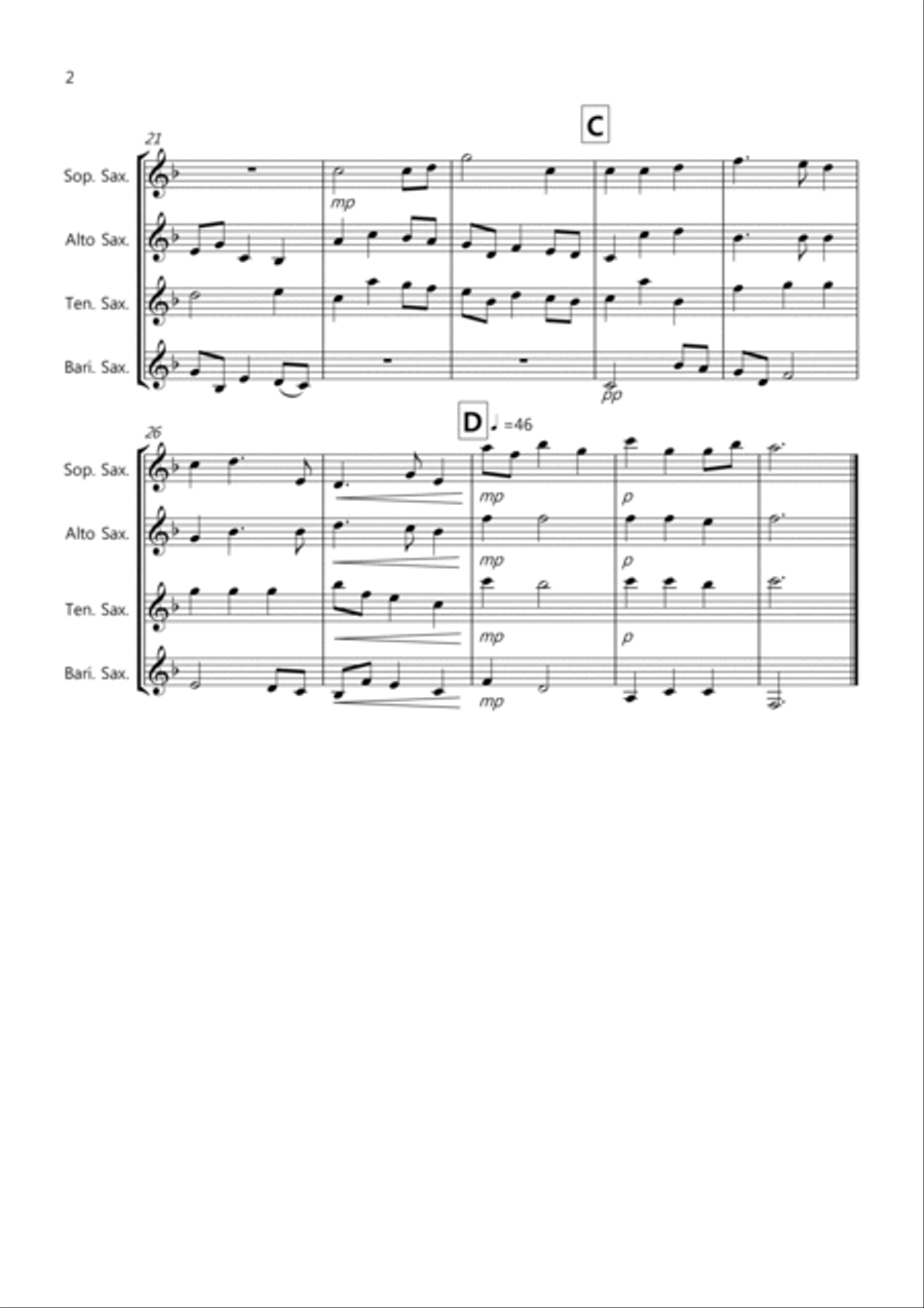 Nimrod (from the Enigma Variations) for Saxophone Quartet Saxophone Quartet scores gallery preview page 2