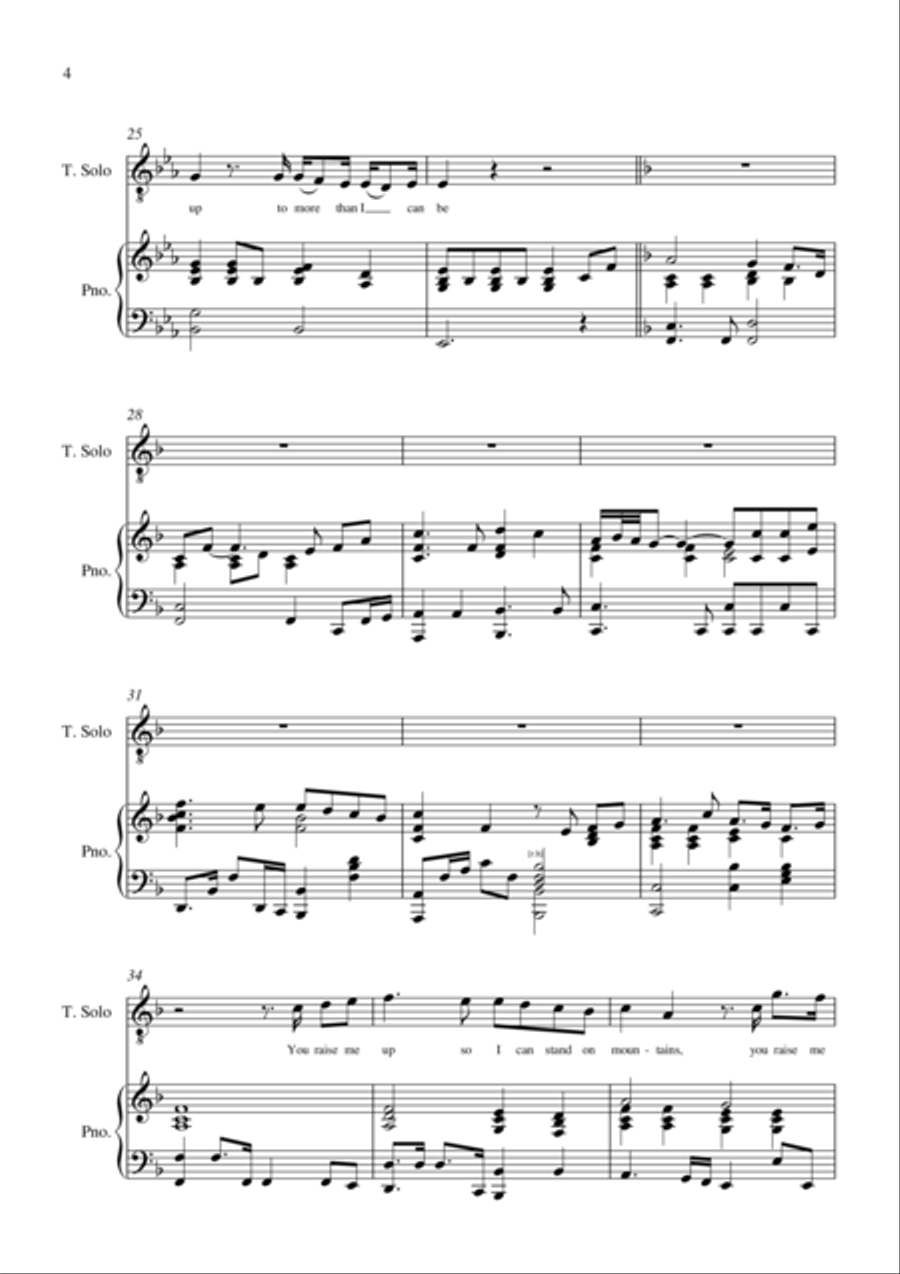 You Raise Me Up Tenor Voice scores gallery preview page 5