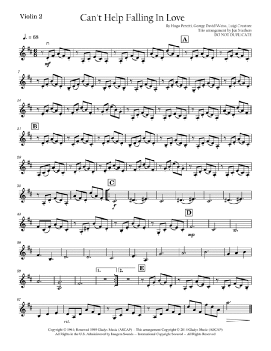 Can't Help Falling In Love String Trio scores gallery preview page 2