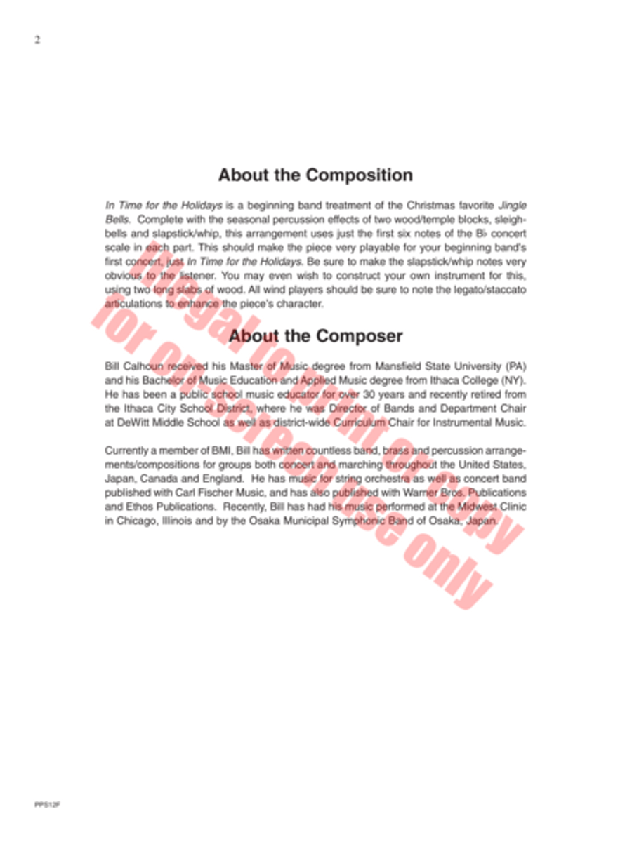 In Time for the Holidays Concert Band scores gallery preview page 3