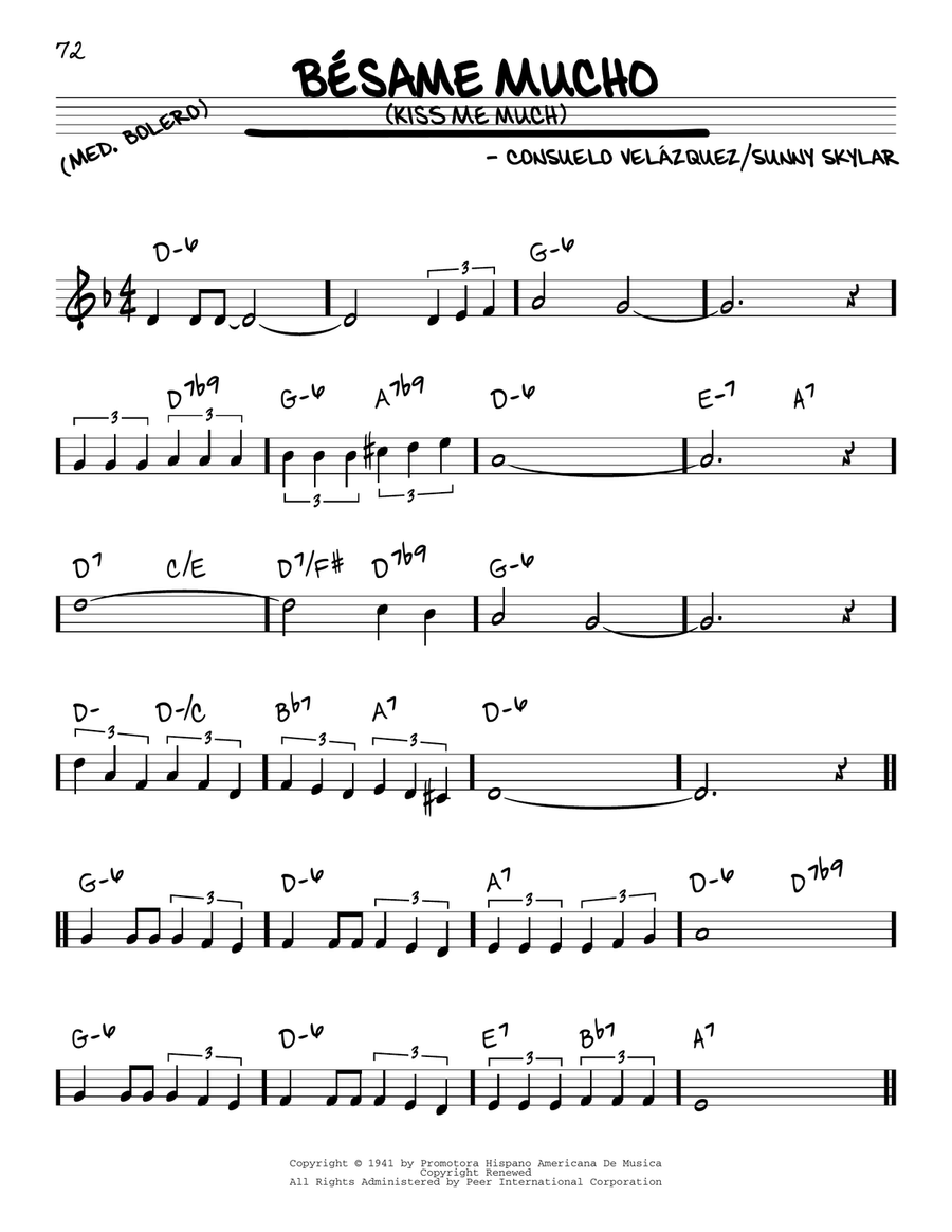Besame Mucho (Kiss Me Much) Piano scores gallery preview page 1