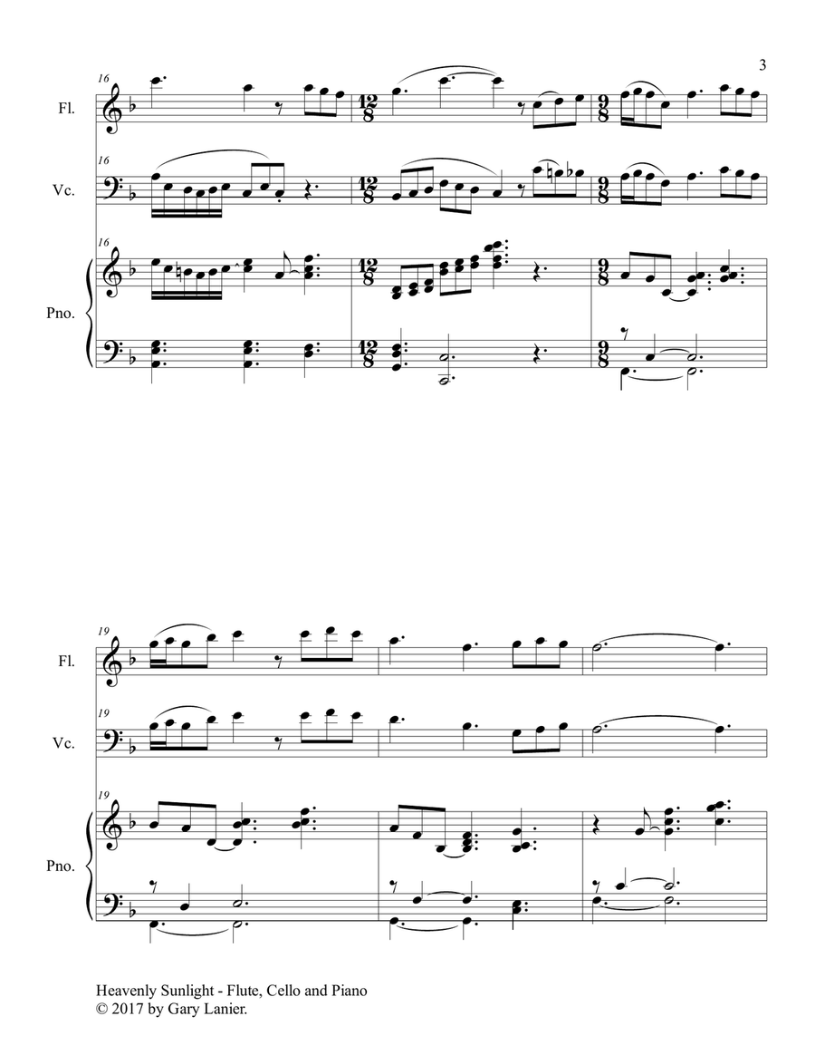HEAVENLY SUNLIGHT (Trio - Flute, Cello & Piano with Score/Parts) Flute scores gallery preview page 4