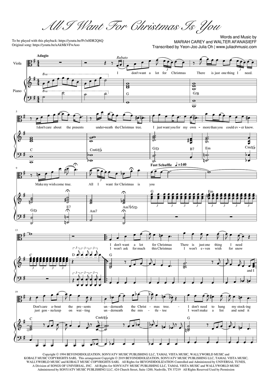 All I Want For Christmas Is You Viola scores gallery preview page 1