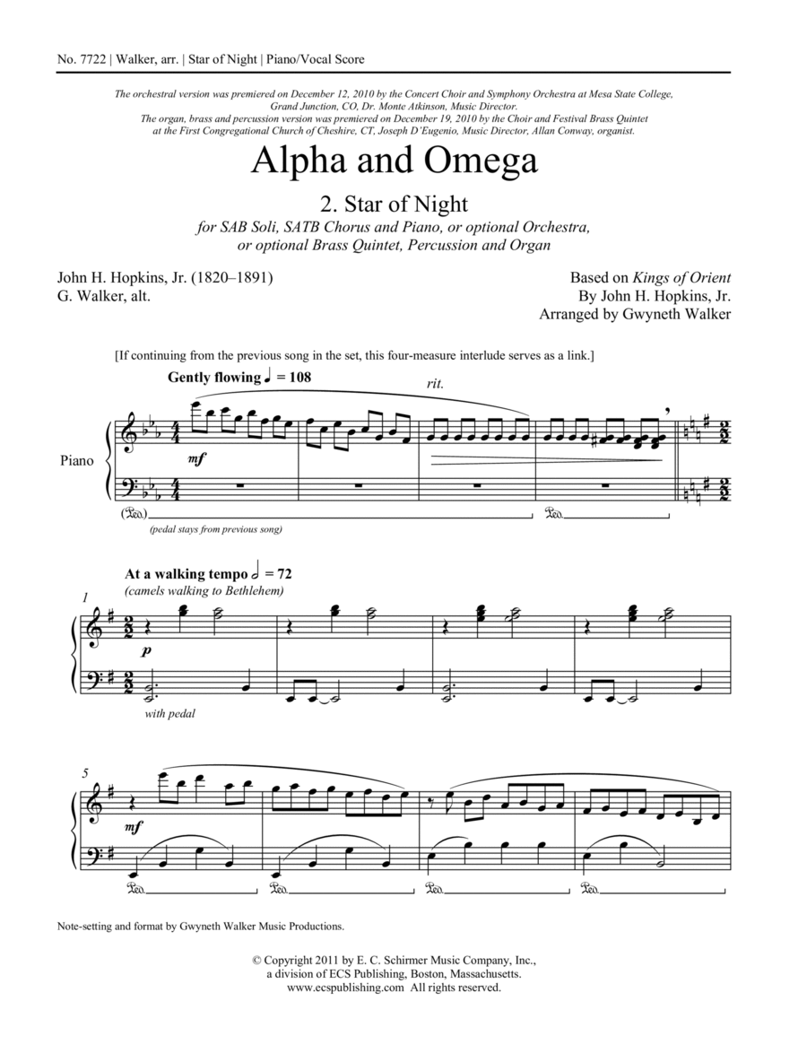 Alpha and Omega: 2. Star of Night 4-Part scores gallery preview page 1