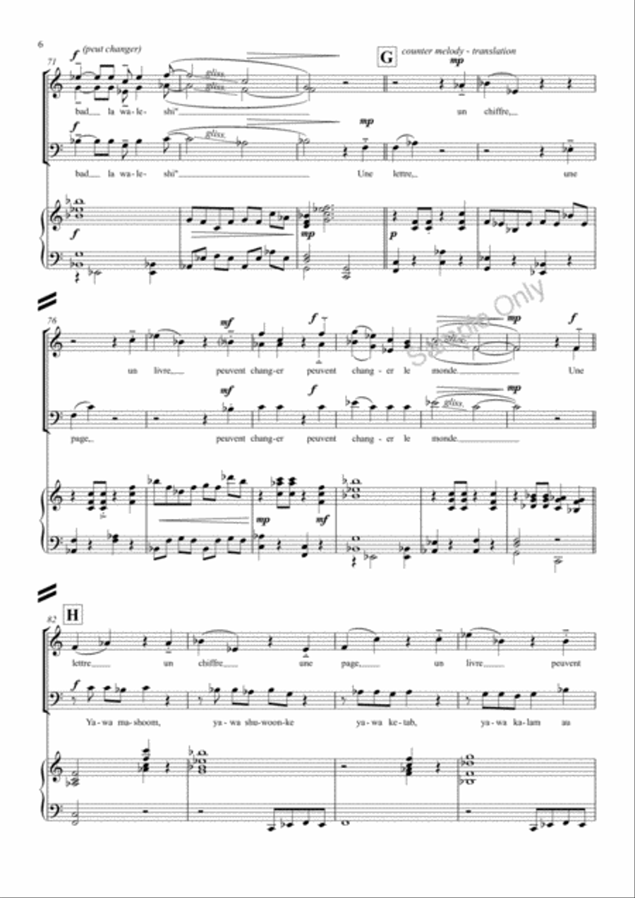 Malala Pakistani Girl French Version 3-Part scores gallery preview page 6