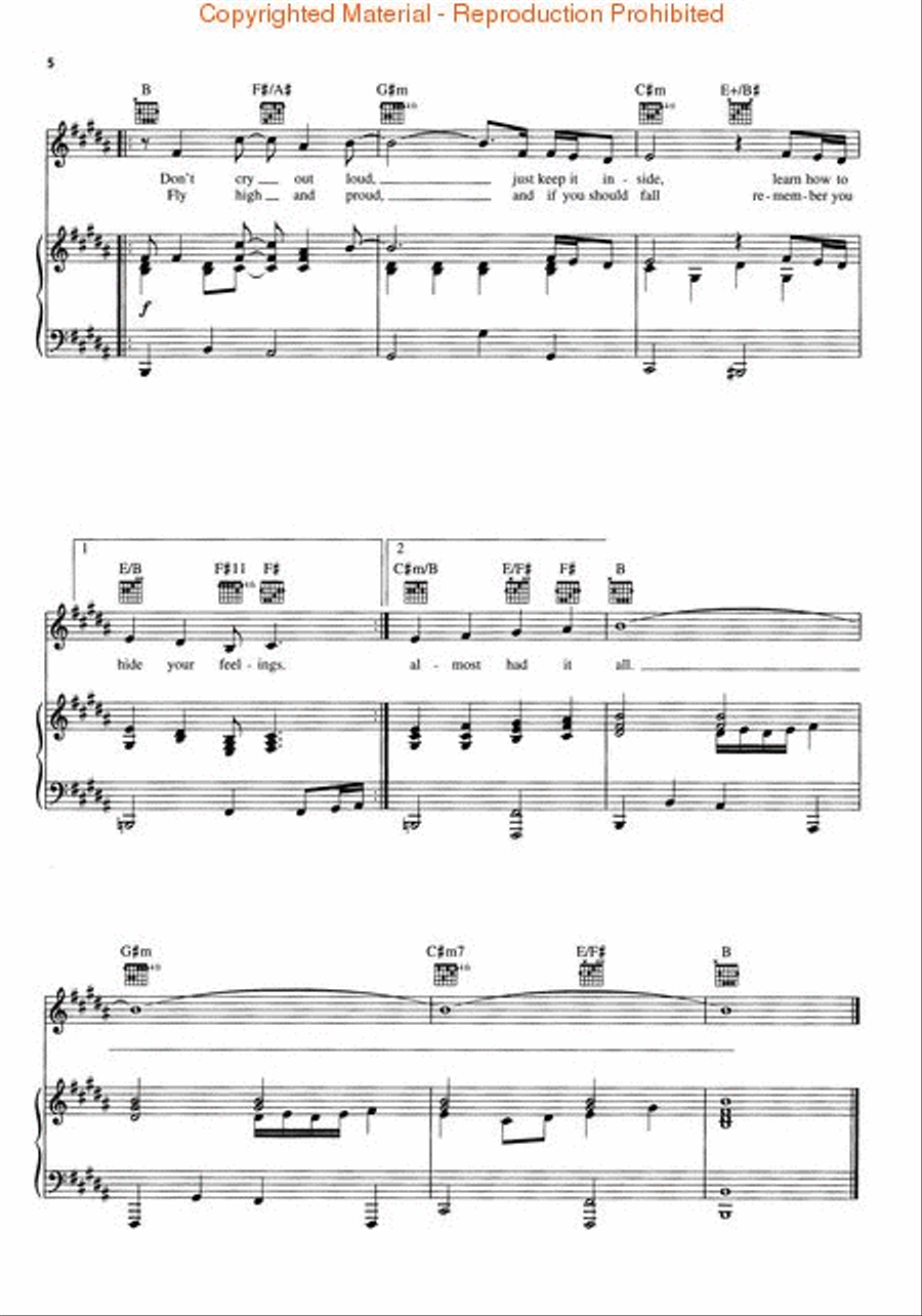 Don't Cry Out Loud Piano, Vocal, Guitar scores gallery preview page 3