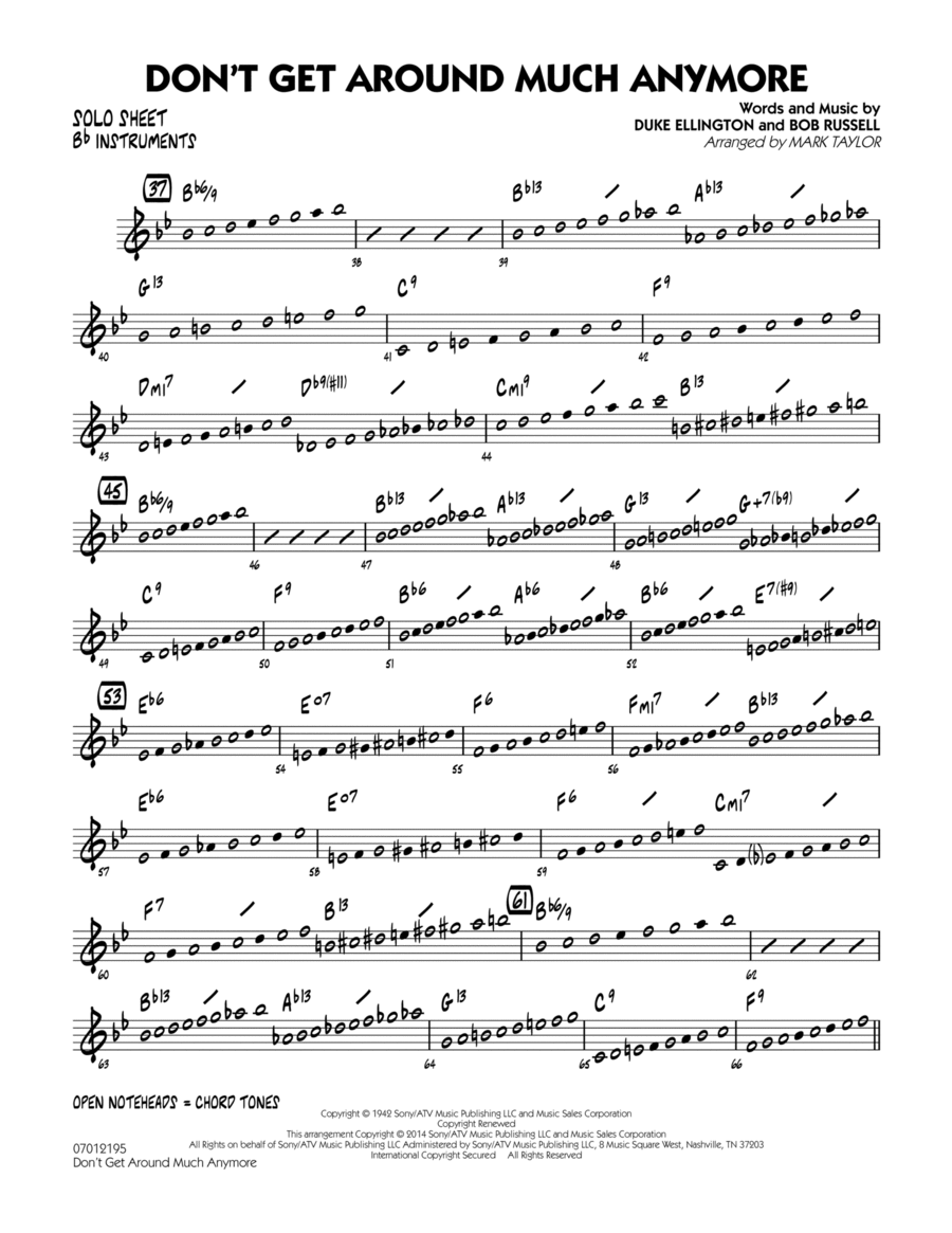 Don't Get Around Much Anymore - Bb Solo Sheet