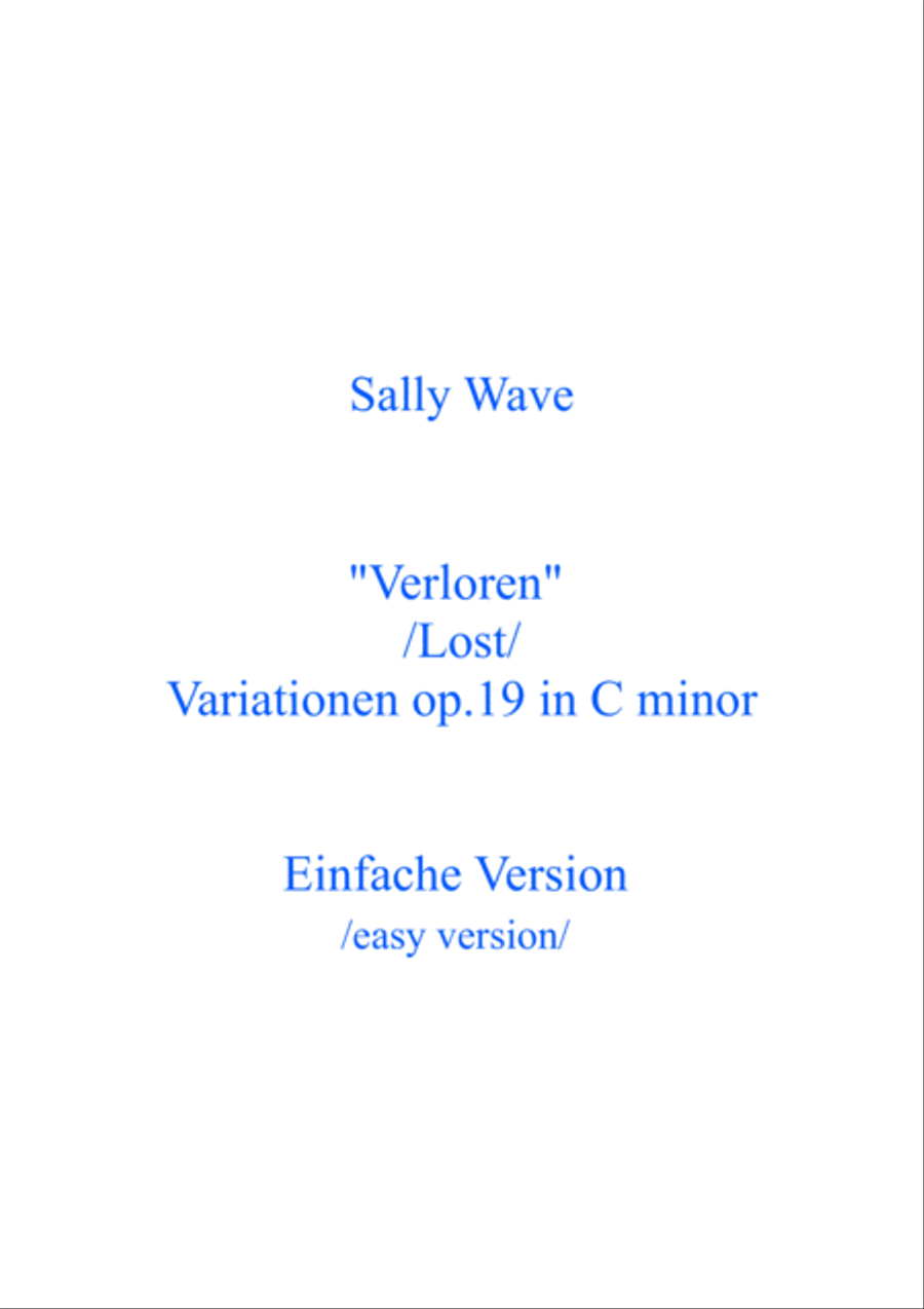 "Verloren" /Lost/ Variationen op.19 in C minor - Einfache Version /easy version/