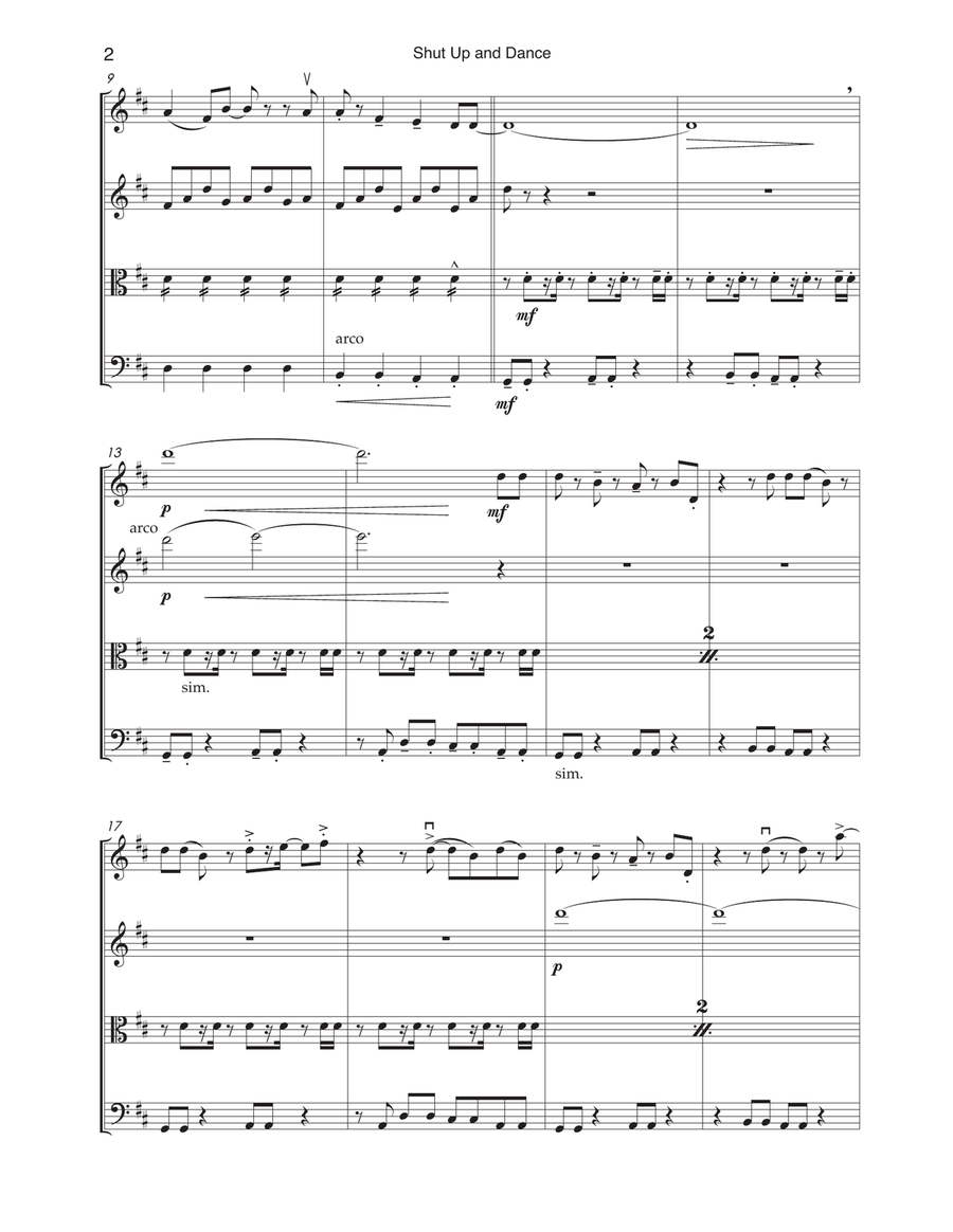 Shut Up And Dance Shut Up And Dance String Quartet scores gallery preview page 2