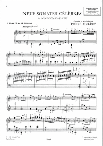 Neuf Sonates Celebres, Pour Piano (P. Auclert)