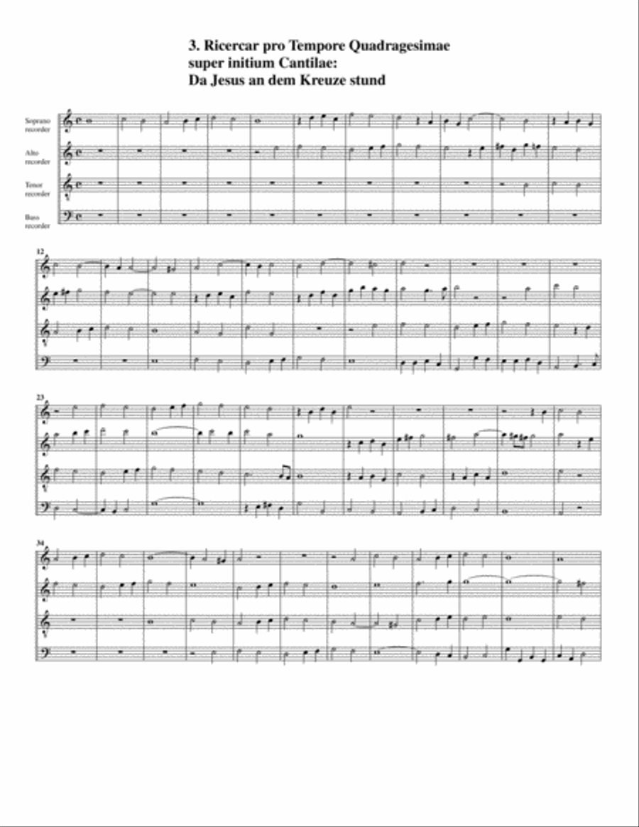 5 Ricercari from "Ariadne musica" (arrangement for 4 recorders)