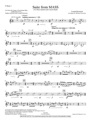 Suite from Mass (arr. Michael Sweeney) - F Horn 1