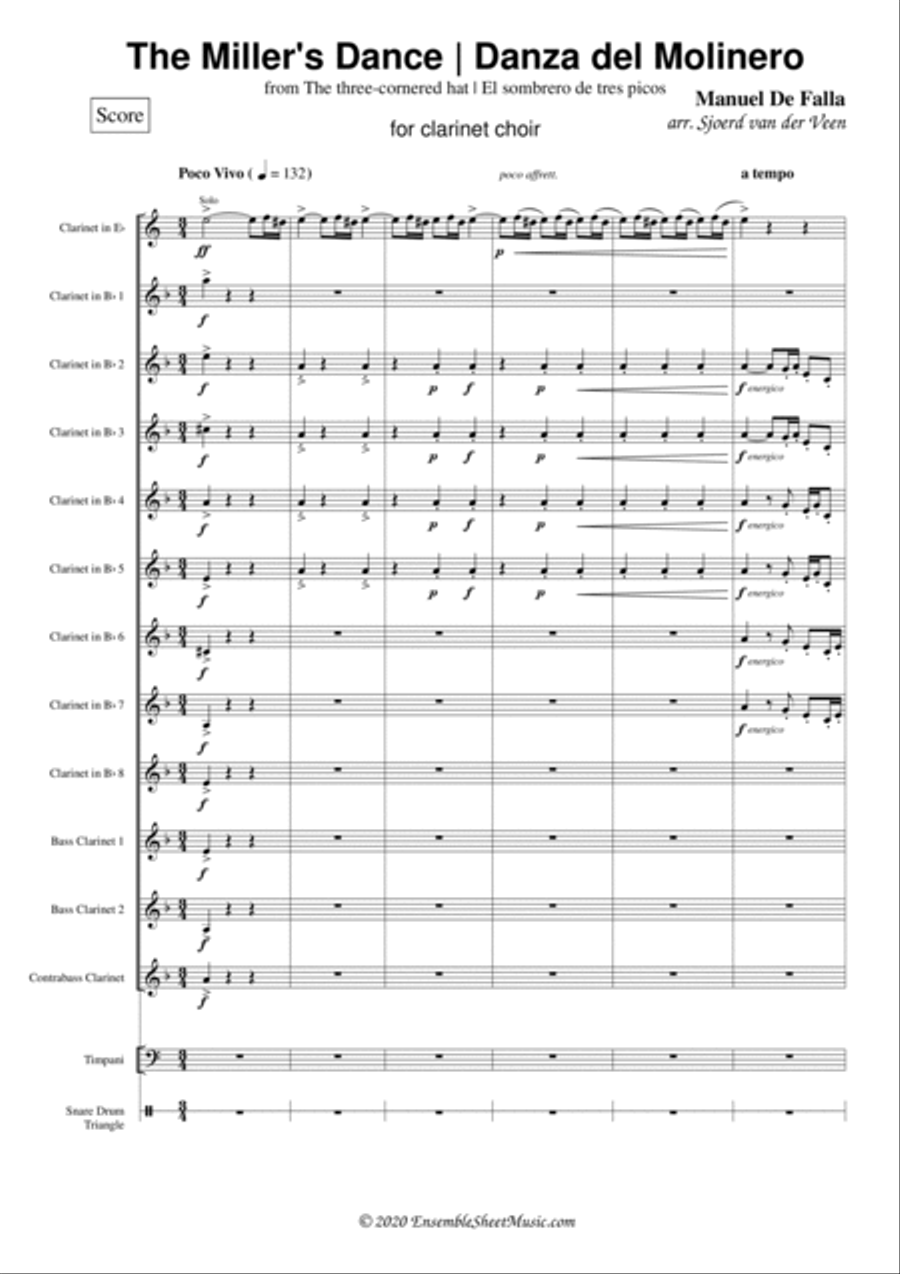 Dance of the Miller (Danza del Molinero) from from The Three-Cornered Hat Woodwind Ensemble scores gallery preview page 2