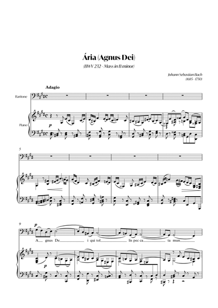 Aria (Agnus dei) from the Mass in B Minor (BACH) - Baritone_C#m image number null