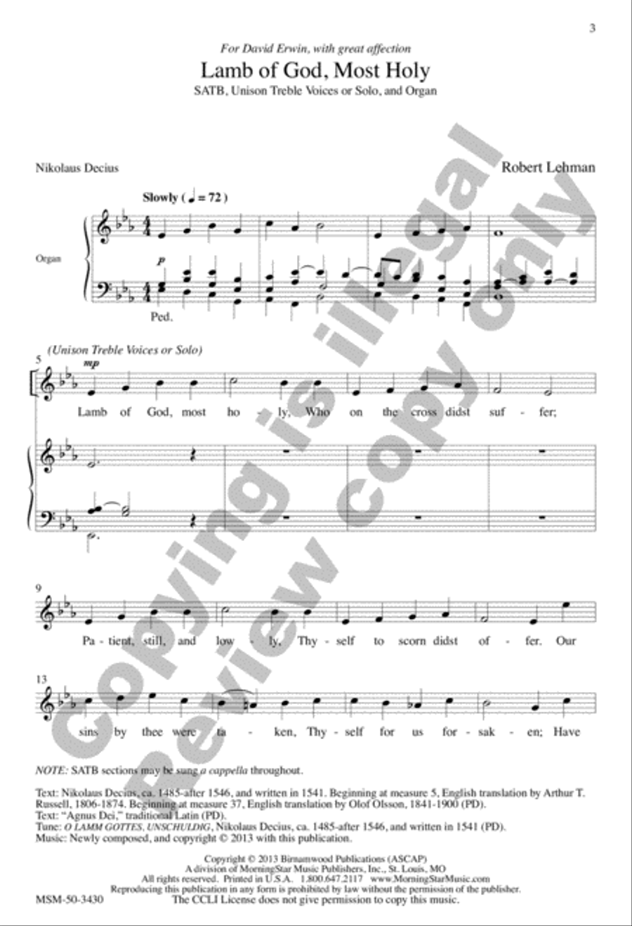 Lamb of God, Most Holy 4-Part scores gallery preview page 2