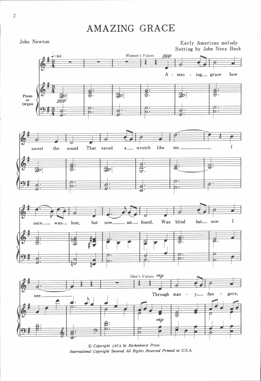 Amazing Grace - Beck Unison Choir scores gallery preview page 2