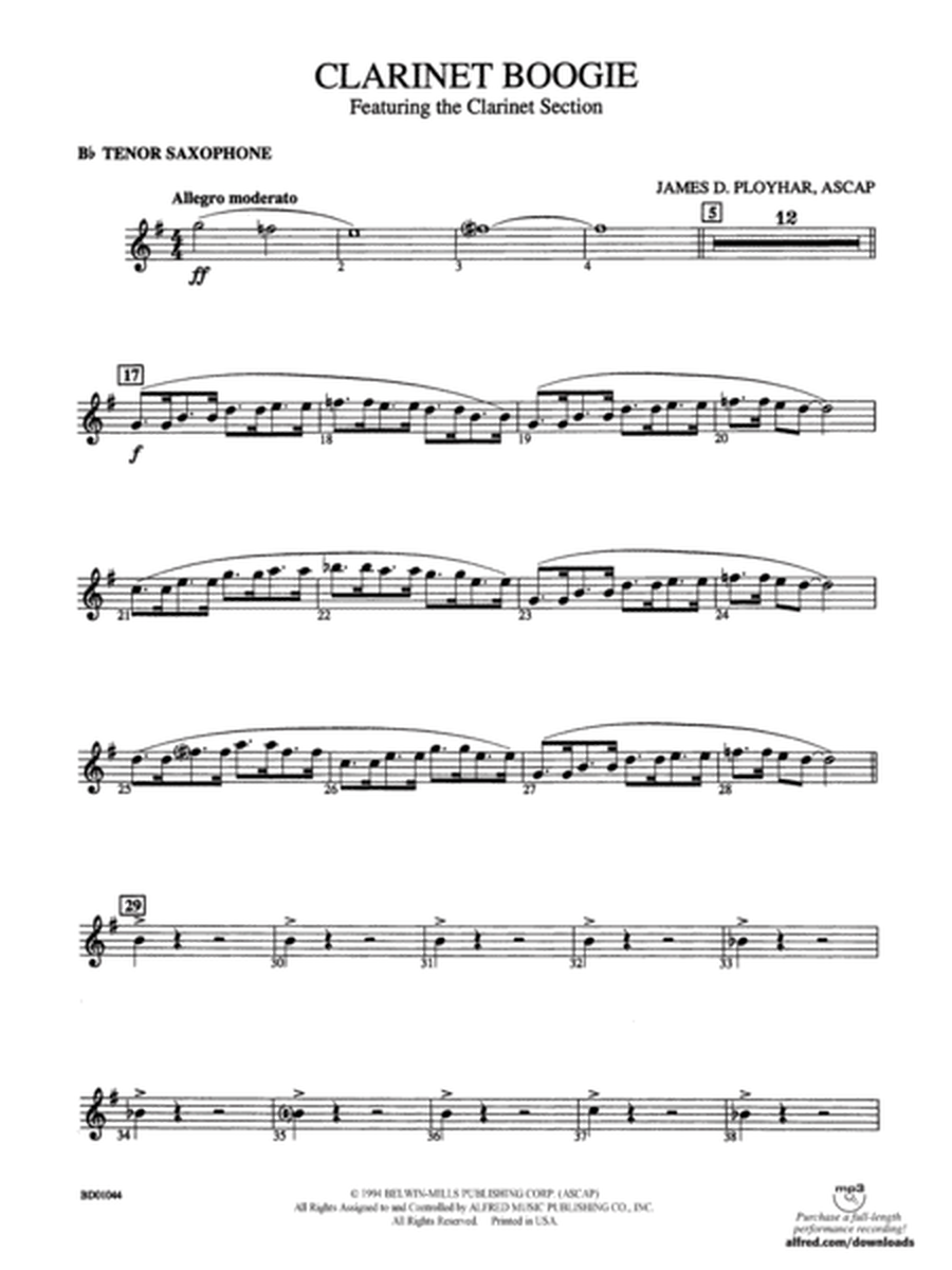 Clarinet Boogie: B-flat Tenor Saxophone