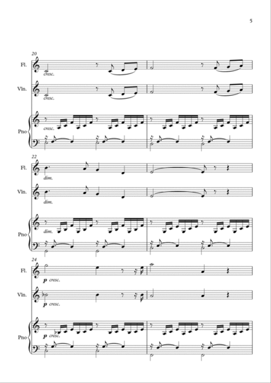Ave Maria (Gounod - Bach) for Violin, Flute, Piano - Score Only Small Ensemble scores gallery preview page 5