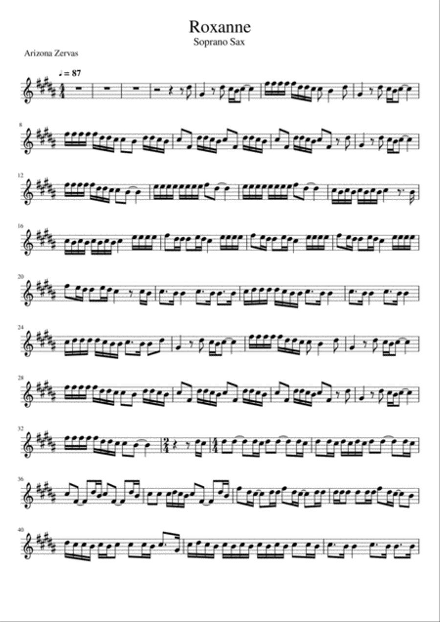 Roxanne Soprano Saxophone scores gallery preview page 1