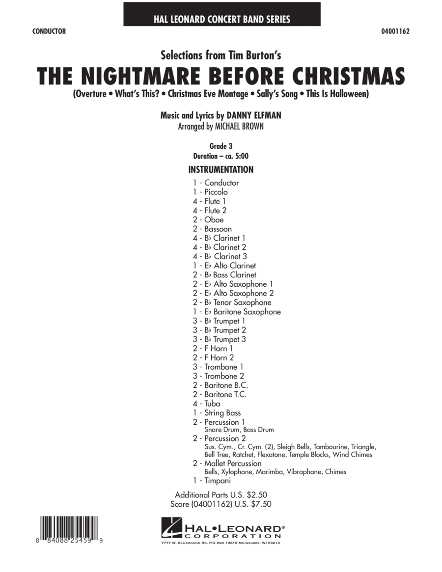 Selections from The Nightmare Before Christmas - Full Score Concert Band scores gallery preview page 1