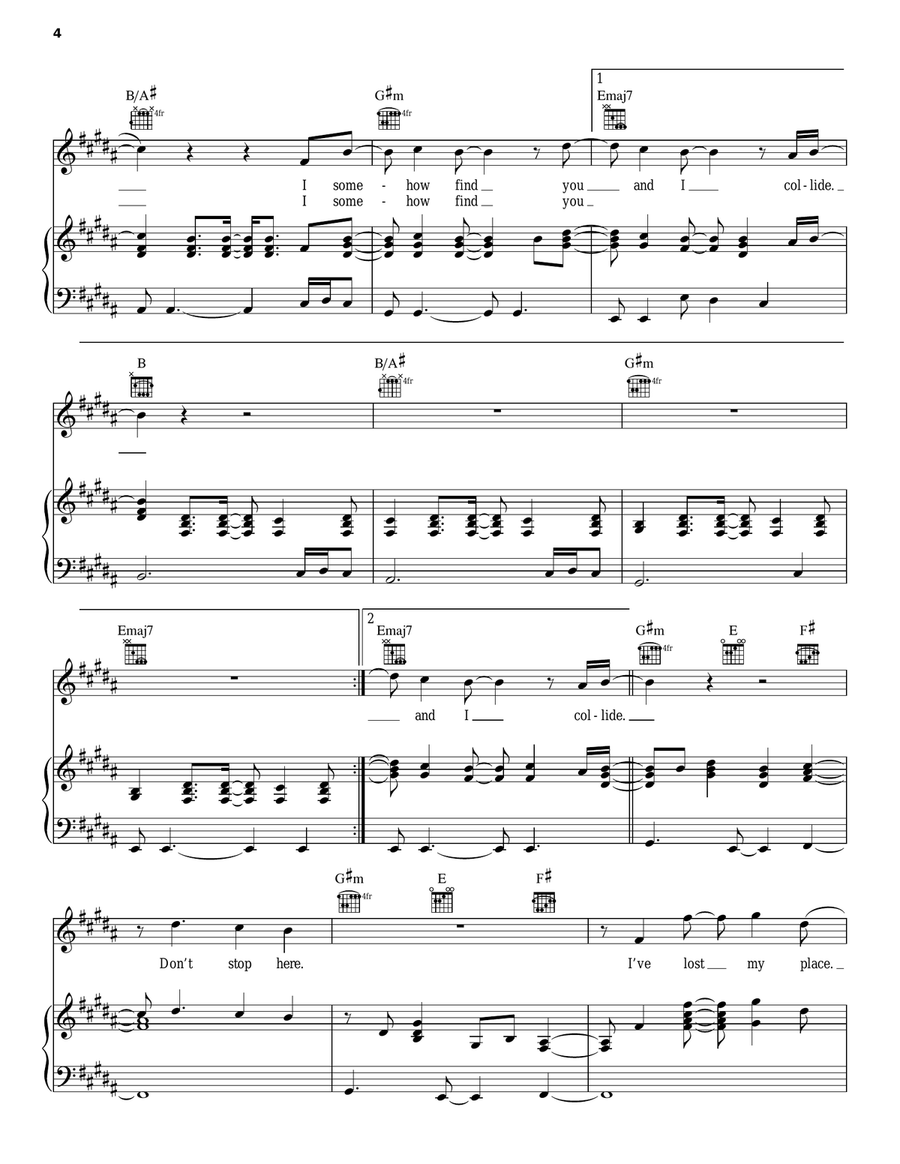 Collide Piano, Vocal, Guitar scores gallery preview page 4