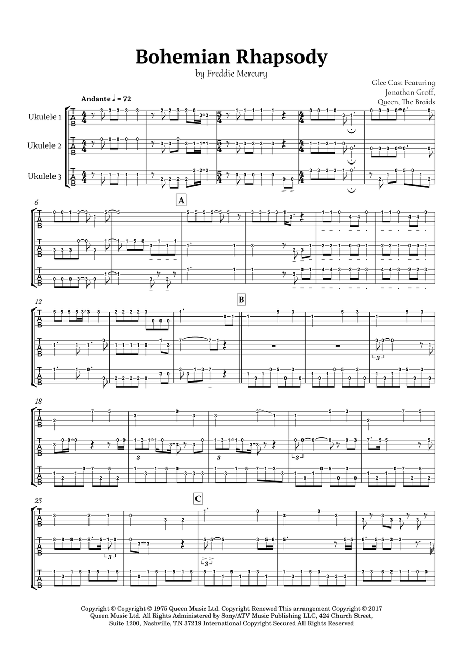 Bohemian Rhapsody Ukulele scores gallery preview page 2
