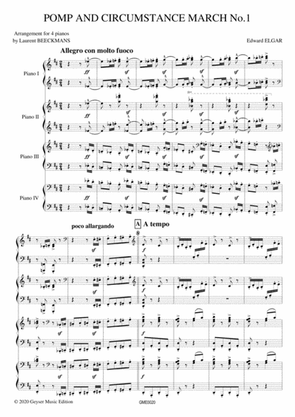 Elgar - Pump and Circumstance - 4 pianos