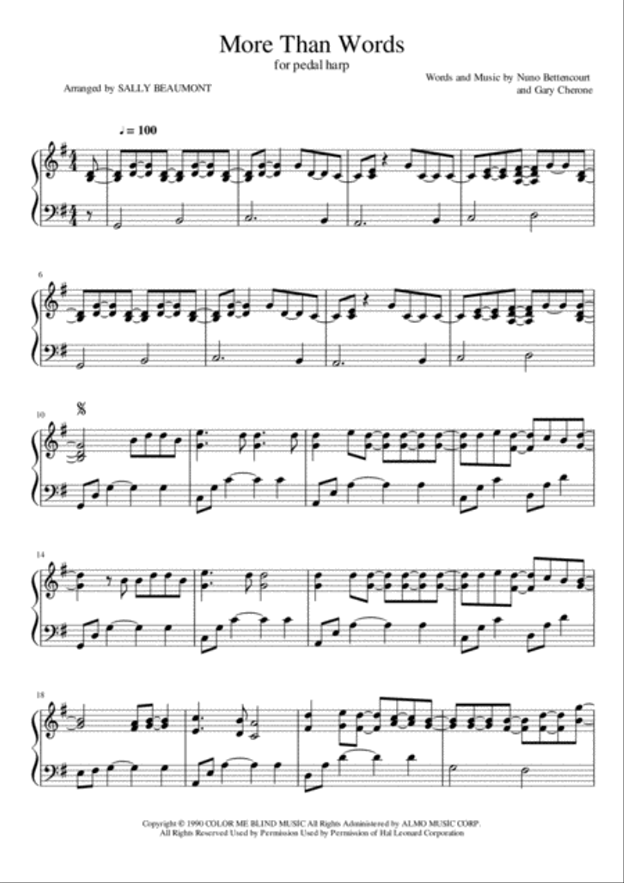 More Than Words More Than Words Harp scores gallery preview page 1