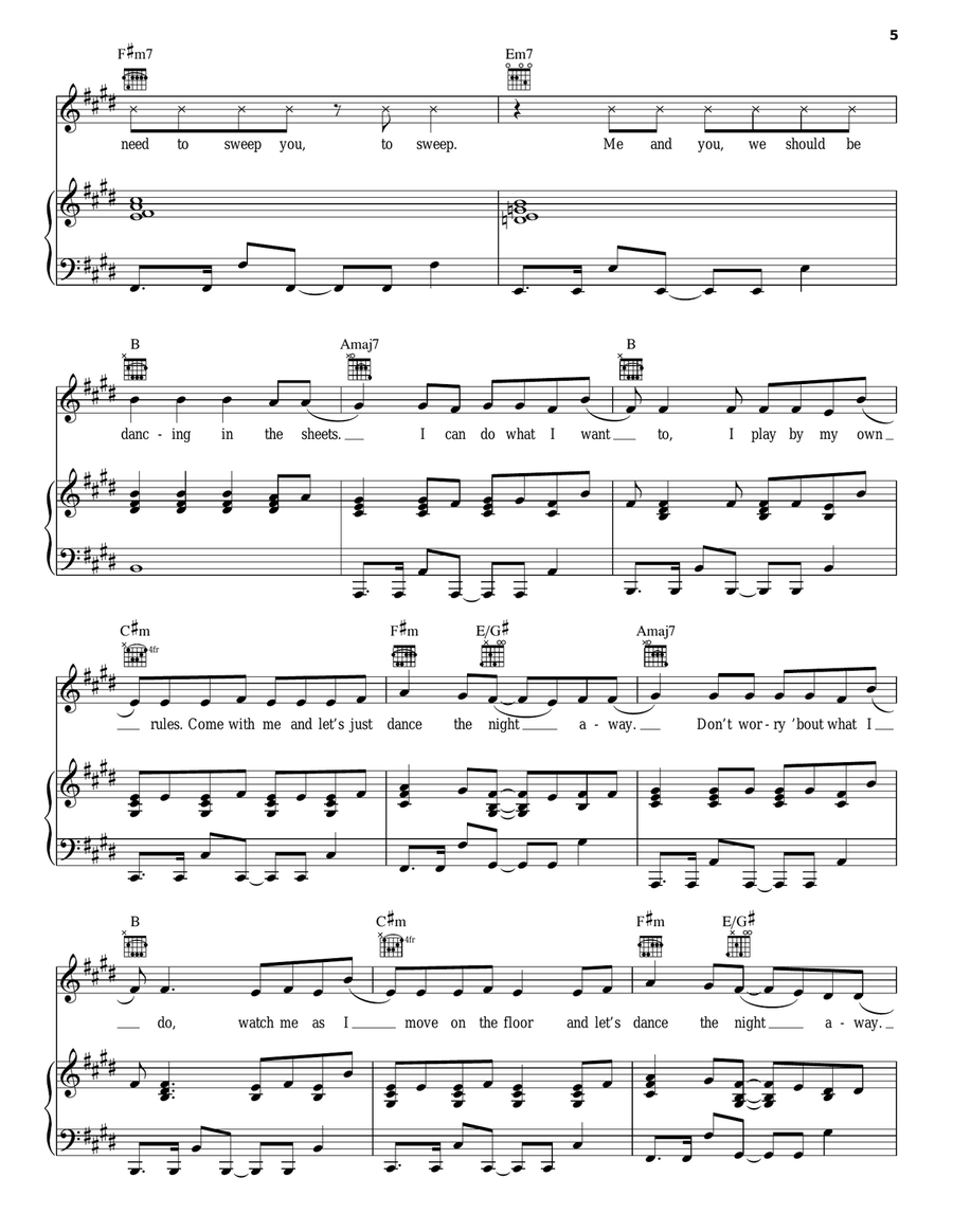 Dance The Night Away Dance The Night Away Piano, Vocal, Guitar scores gallery preview page 5