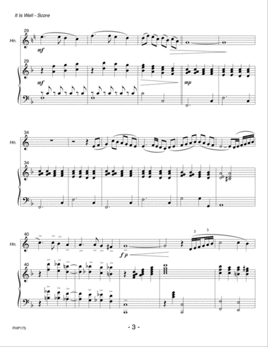 IT IS WELL WITH MY SOUL - HORN in F SOLO with Piano Accompaniment Piano scores gallery preview page 3