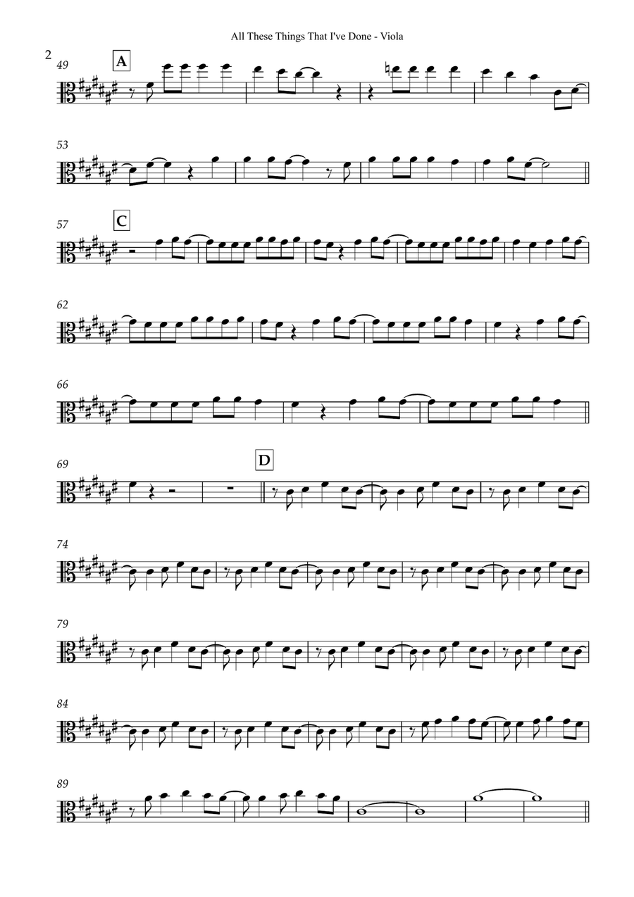 All These Things That I've Done Viola Solo scores gallery preview page 2