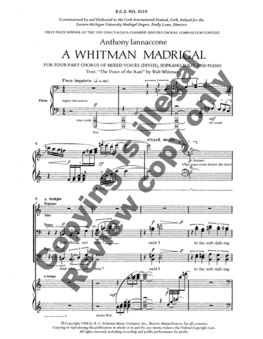 A Whitman Madrigal