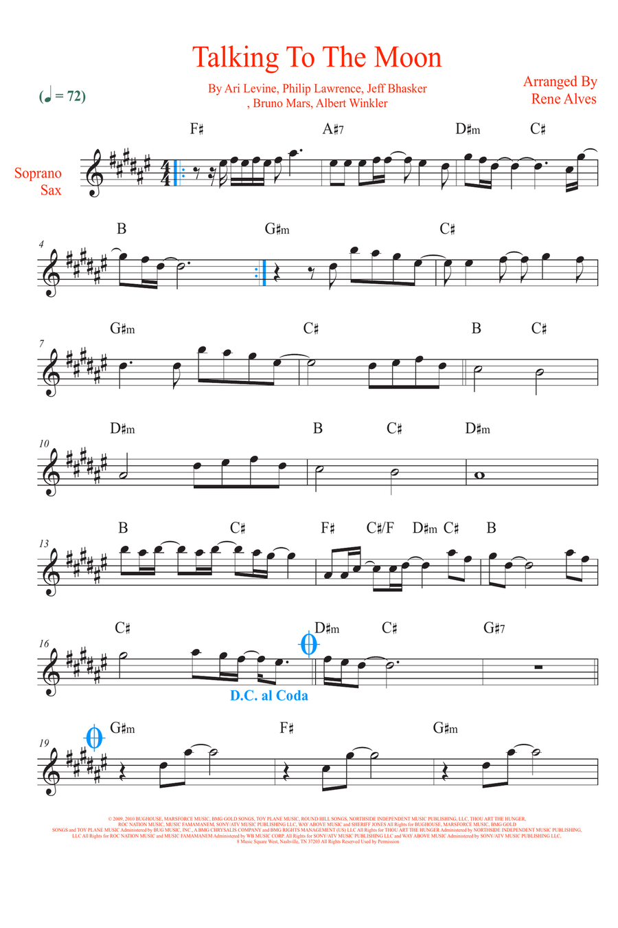 Talking To The Moon Soprano Saxophone scores gallery preview page 1