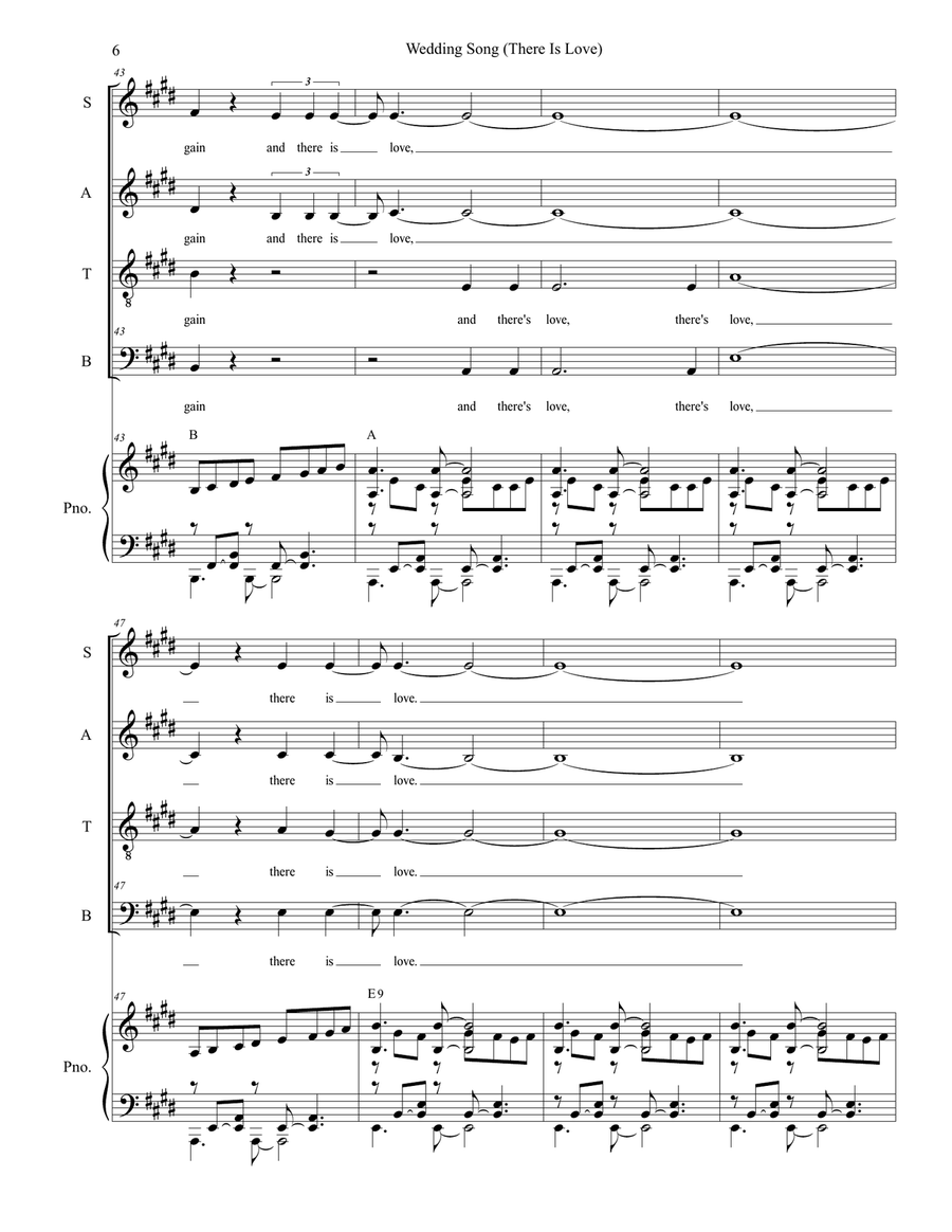 Wedding Song (there Is Love) Piano, Vocal scores gallery preview page 6