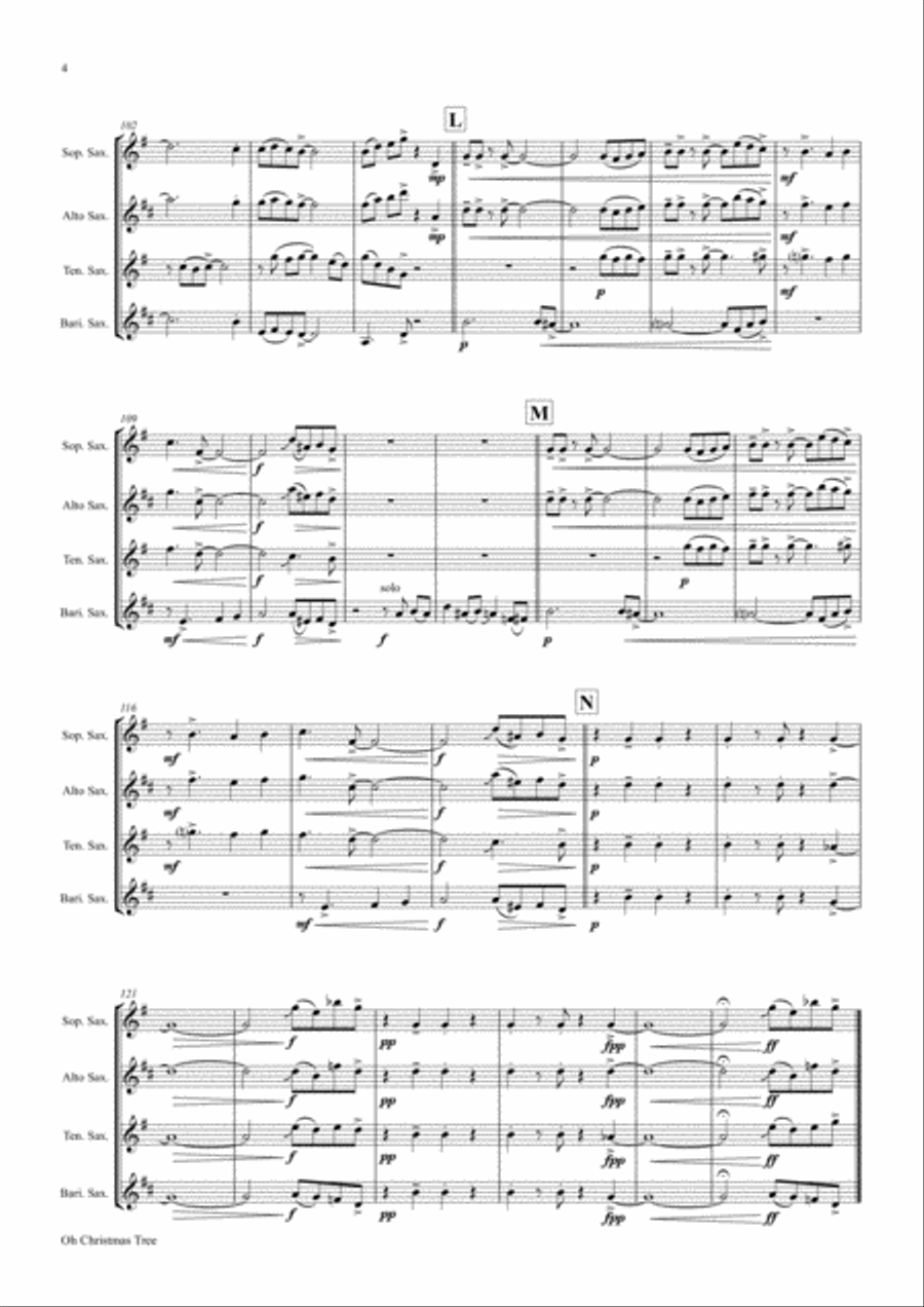 Oh Christmas tree - Oh Tannenbaum - Funky - Saxophone Trio Woodwind Trio scores gallery preview page 4