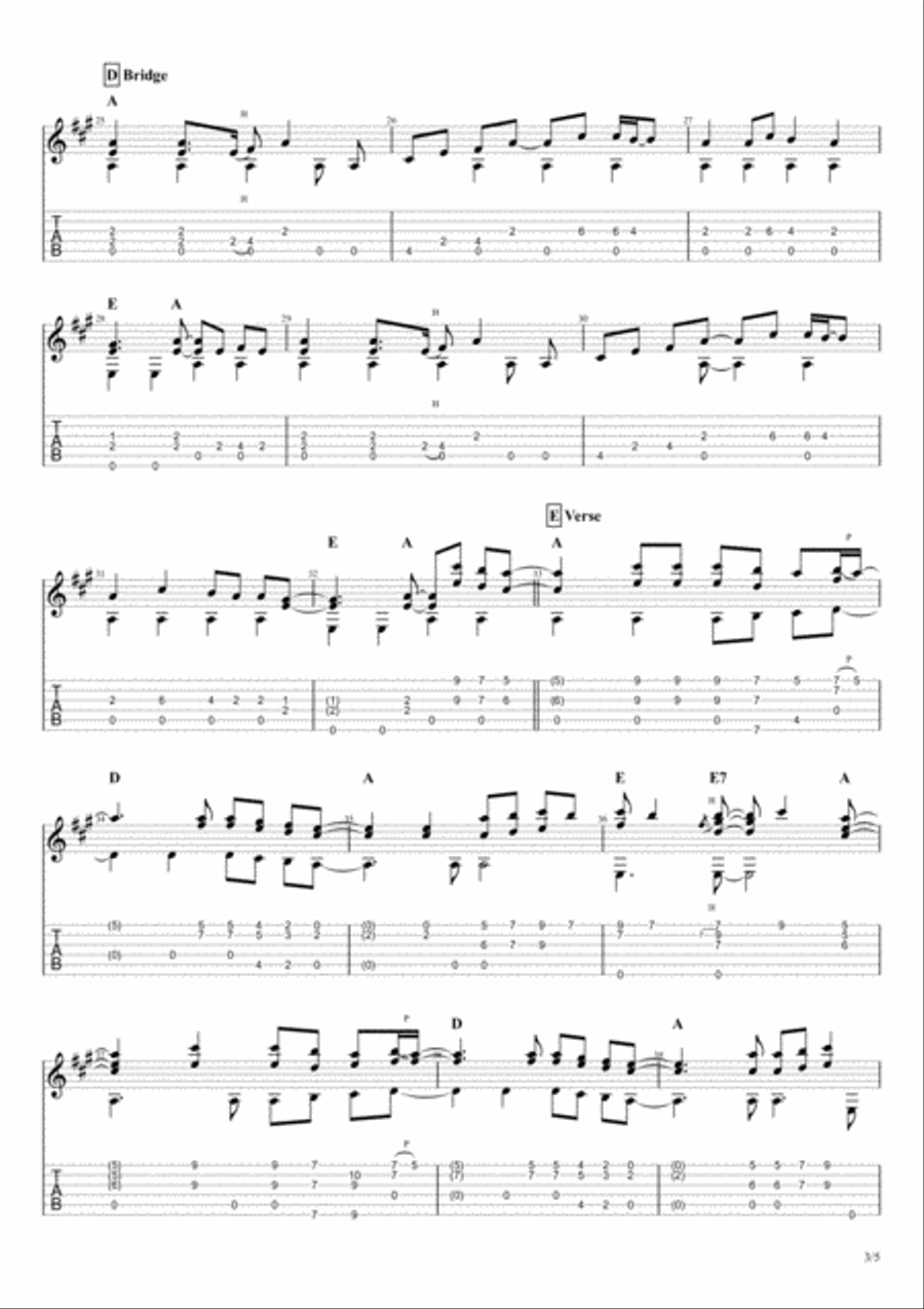 Lean On Me Guitar Tablature scores gallery preview page 3