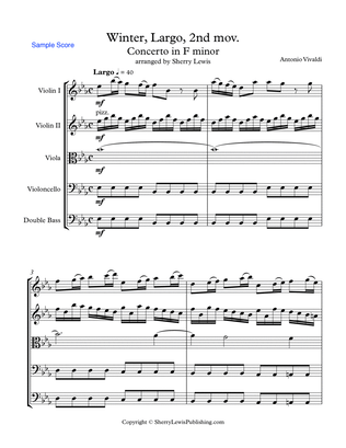 Book cover for CONCERTO IN F MINOR, WINTER, 2st. Mov. (Largo), String Orchestra, Intermediate Level for 2 violins,