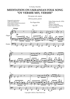 Meditation on Ukrainian Folk Song "Oy Vershe Miy, Vershe", Op. 227 (Organ Solo) by Vidas Pinkevicius