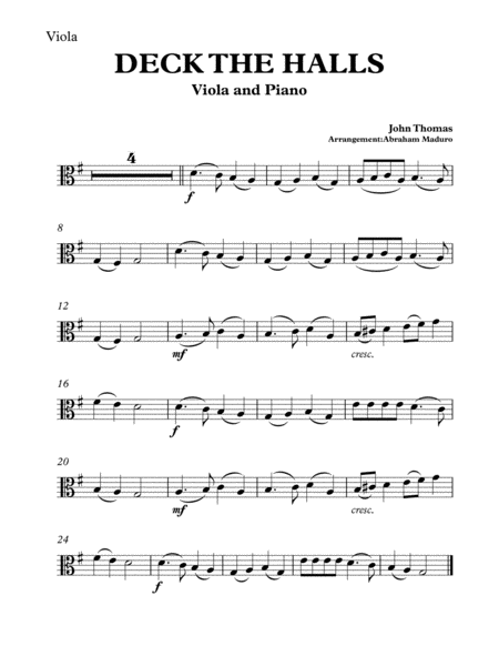 Deck The Halls Viola and Piano-Three Tonalities Included image number null