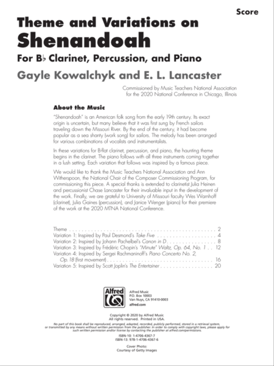 Theme and Variations on Shenandoah Small Ensemble scores gallery preview page 2