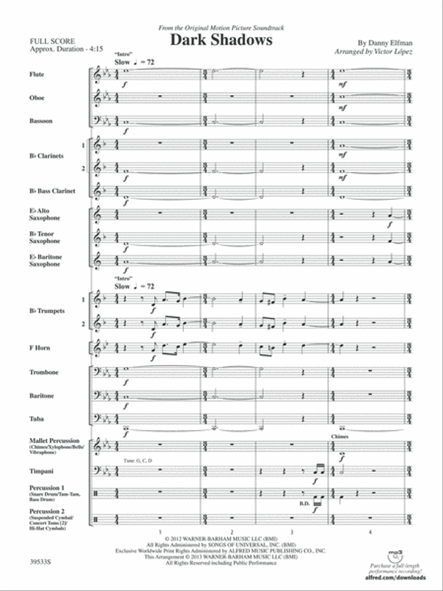 Dark Shadows (from the Original Motion Picture Soundtrack): Score Concert Band scores gallery preview page 3