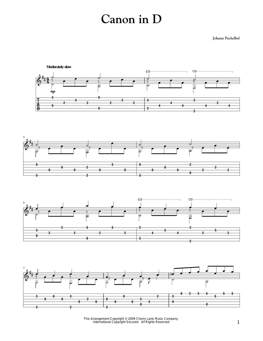 Canon In D Acoustic Guitar scores gallery preview page 1