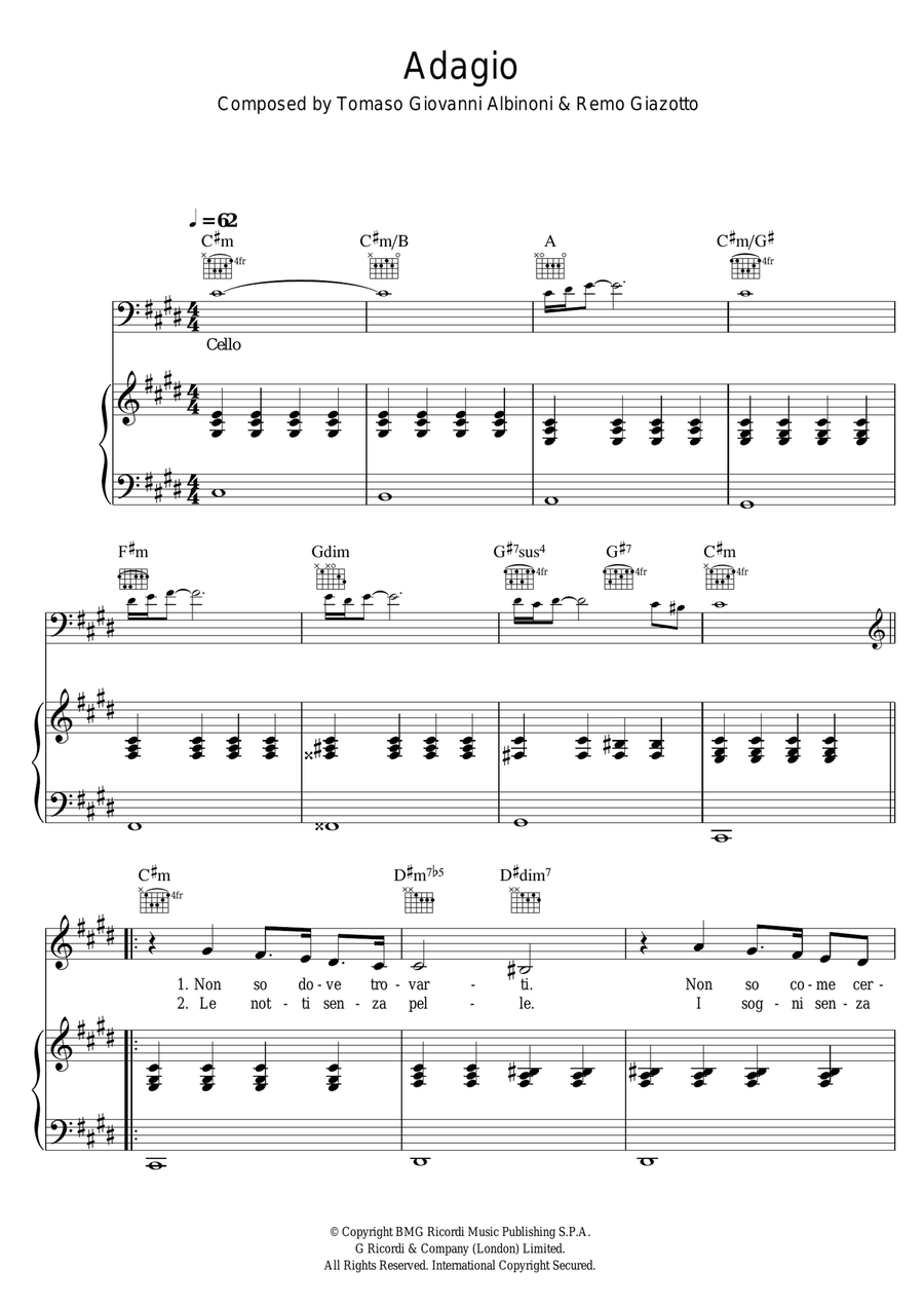 Adagio in G Minor Acoustic Guitar scores gallery preview page 1