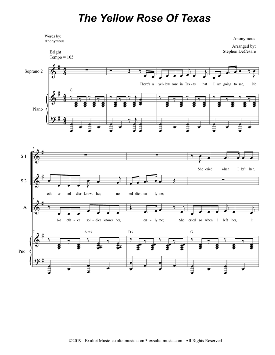 The Yellow Rose Of Texas (for SSA) SSA scores gallery preview page 2