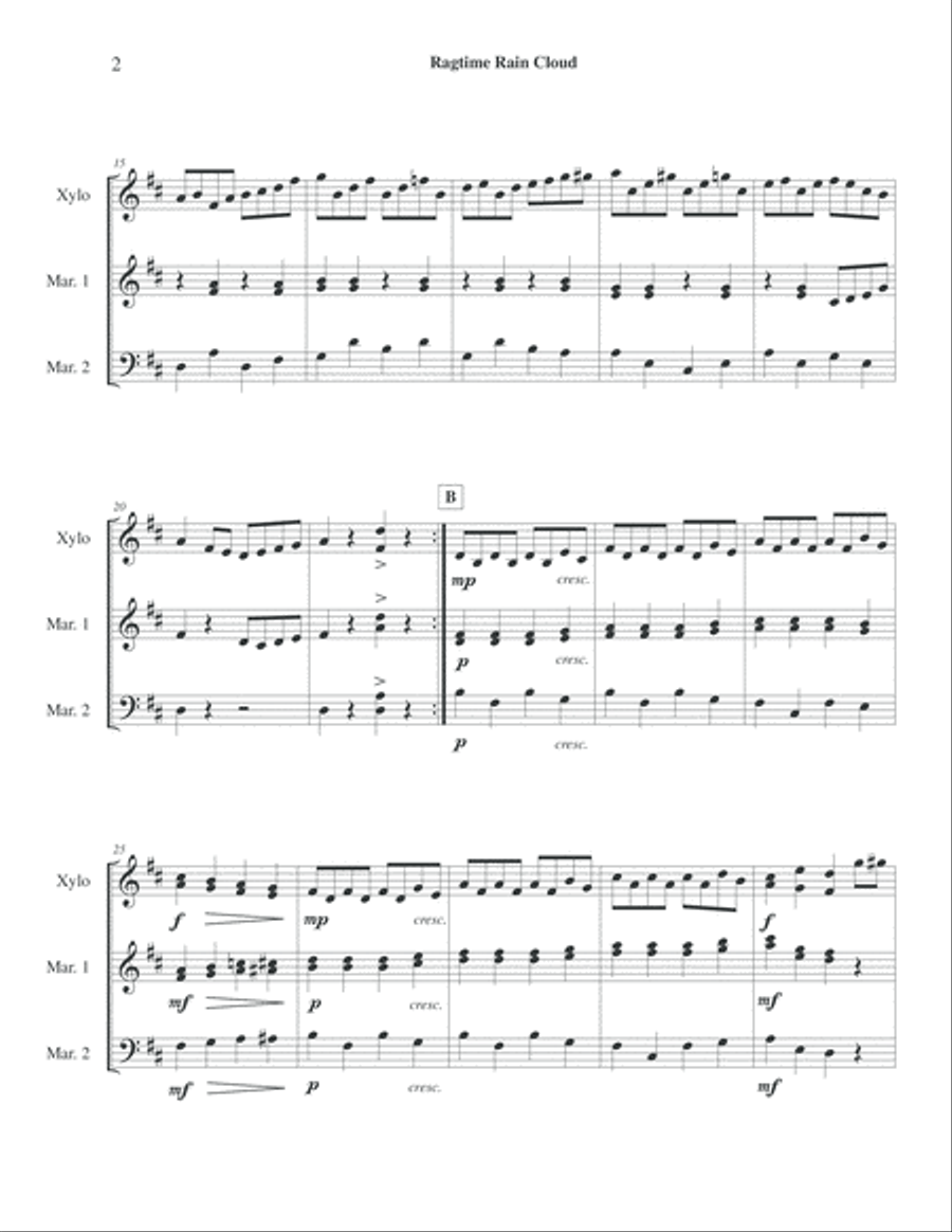 Ragtime Rain Cloud - Xylophone Solo with Marimba Duo Accompaniment image number null