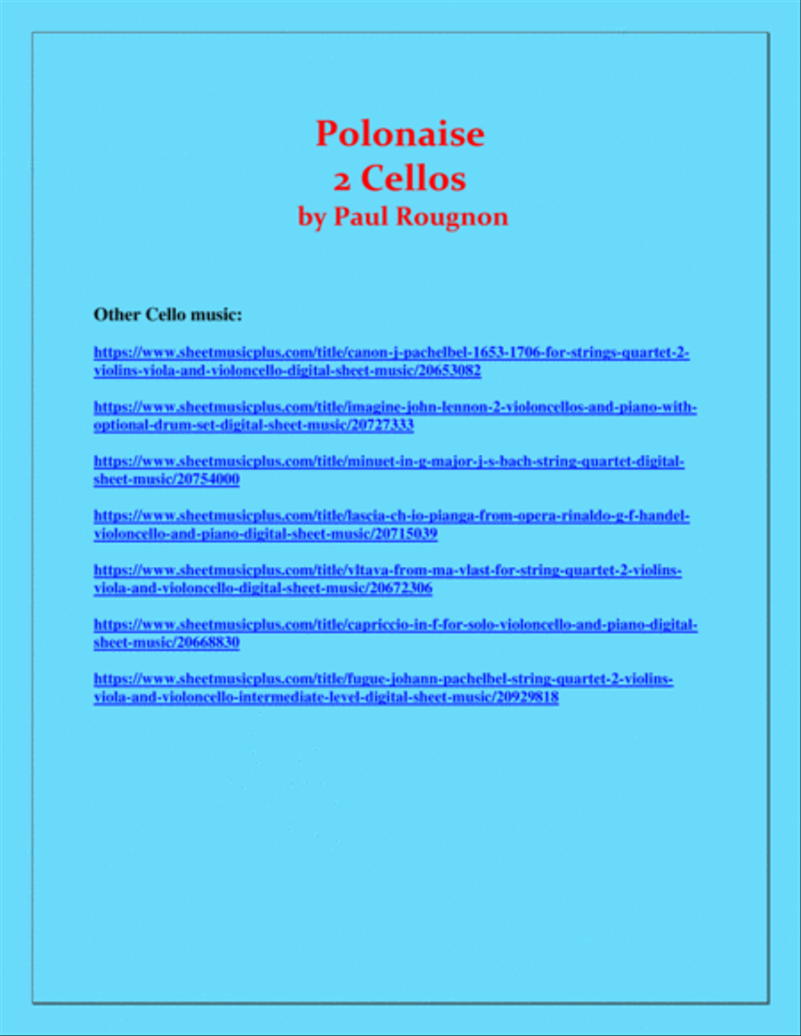 Polonaise de Concert - Paul Rougnon - for 2 Cellos Duet String Duet scores gallery preview page 3