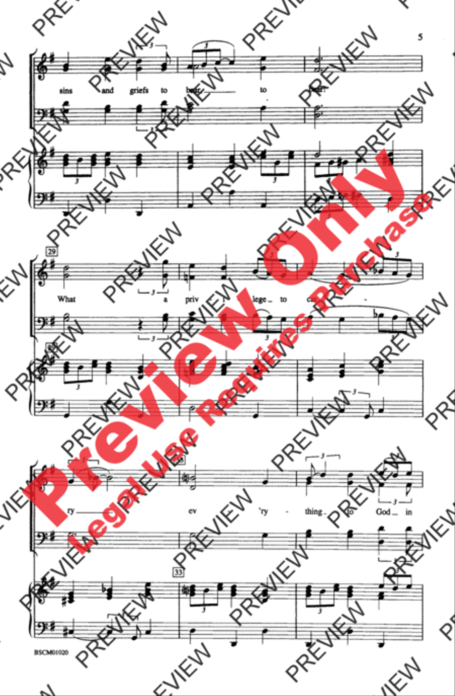 Precious Lord, What a Friend 4-Part scores gallery preview page 5